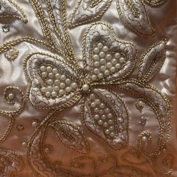 Charles S Kahn, Inc Handbag Vinyl Covered Satin W/Gold Thread Pearls & Diamonds - Picture 5 of 16